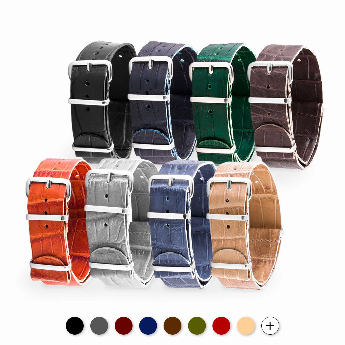 Leather 100% Wild nato strap - Wild alligator (black, brown, blue, grey...)