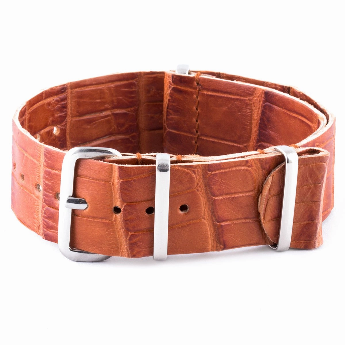 Leather 100% Wild nato strap - Wild alligator (black, brown, blue, grey...)