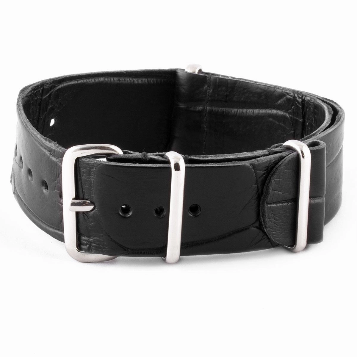 Leather 100% Wild nato strap - Wild alligator (black, brown, blue, grey...)