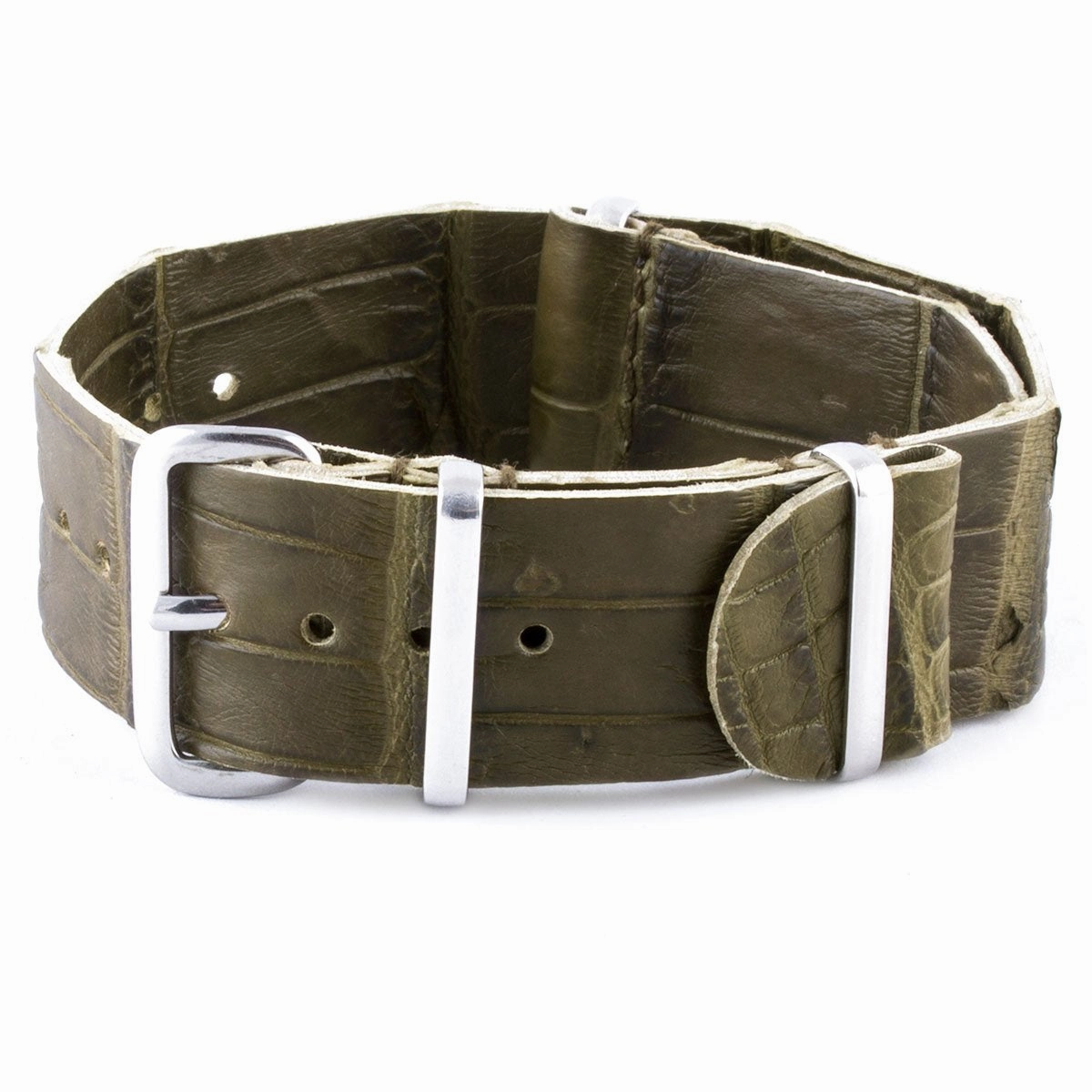 Leather 100% Wild nato strap - Wild alligator (black, brown, blue, grey...)
