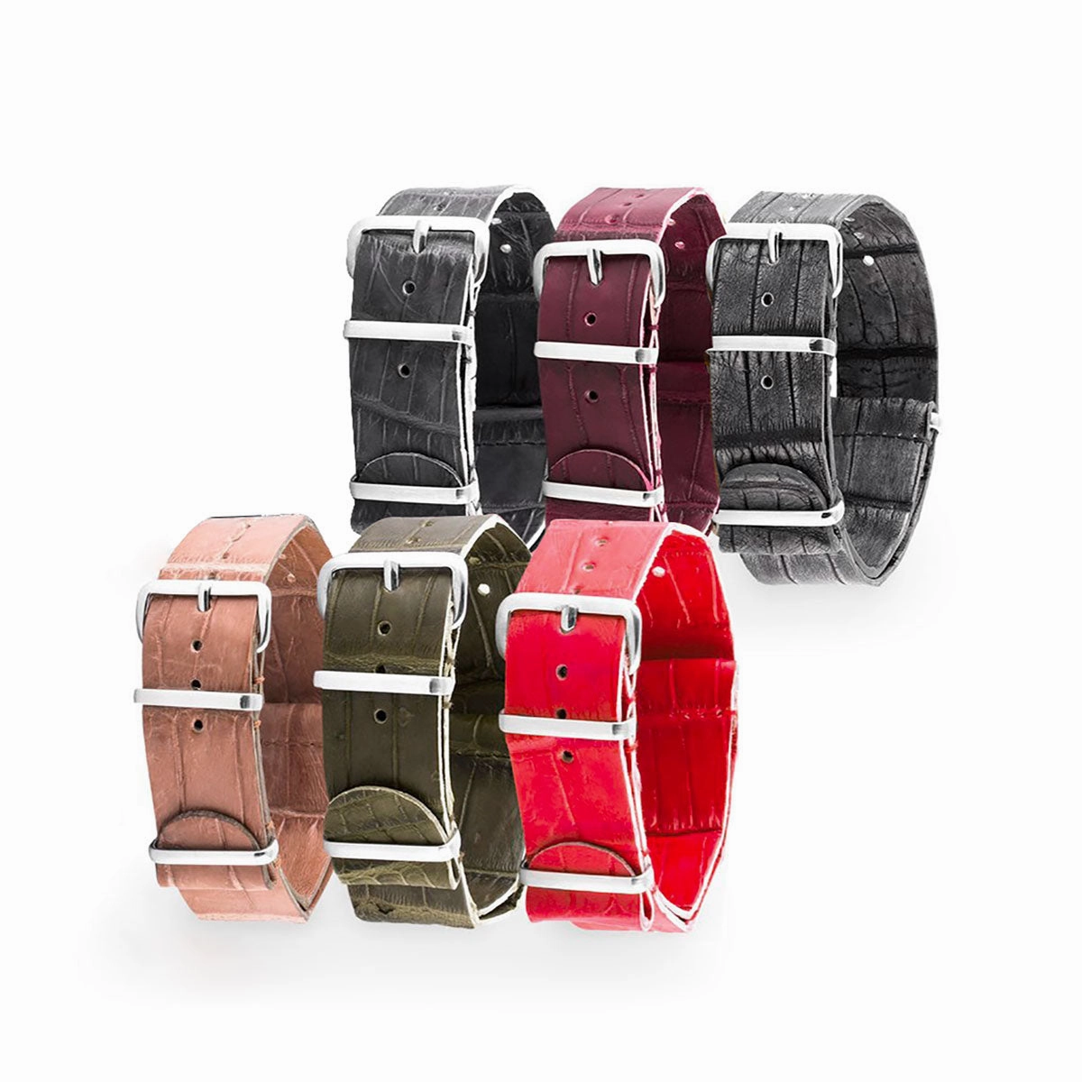 Leather 100% Wild nato strap - Wild alligator (black, brown, blue, grey...)