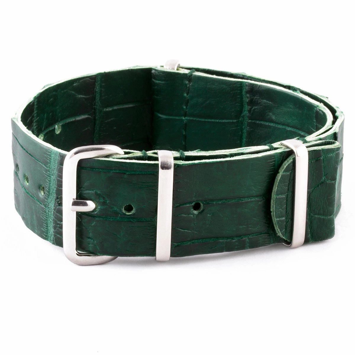 Leather 100% Wild nato strap - Wild alligator (black, brown, blue, grey...)