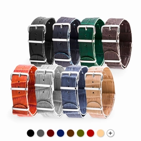 Leather 100% Wild nato strap - Wild alligator (black, brown, blue, grey...)