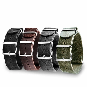 Leather nato strap - Brushed calf (black, brown, grey, kaki)