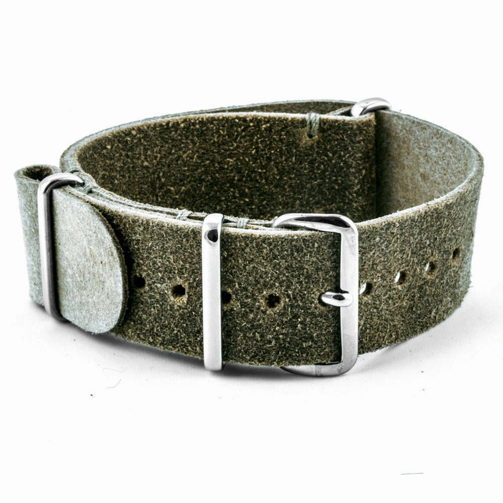 Leather nato strap - Brushed calf (black, brown, grey, kaki)