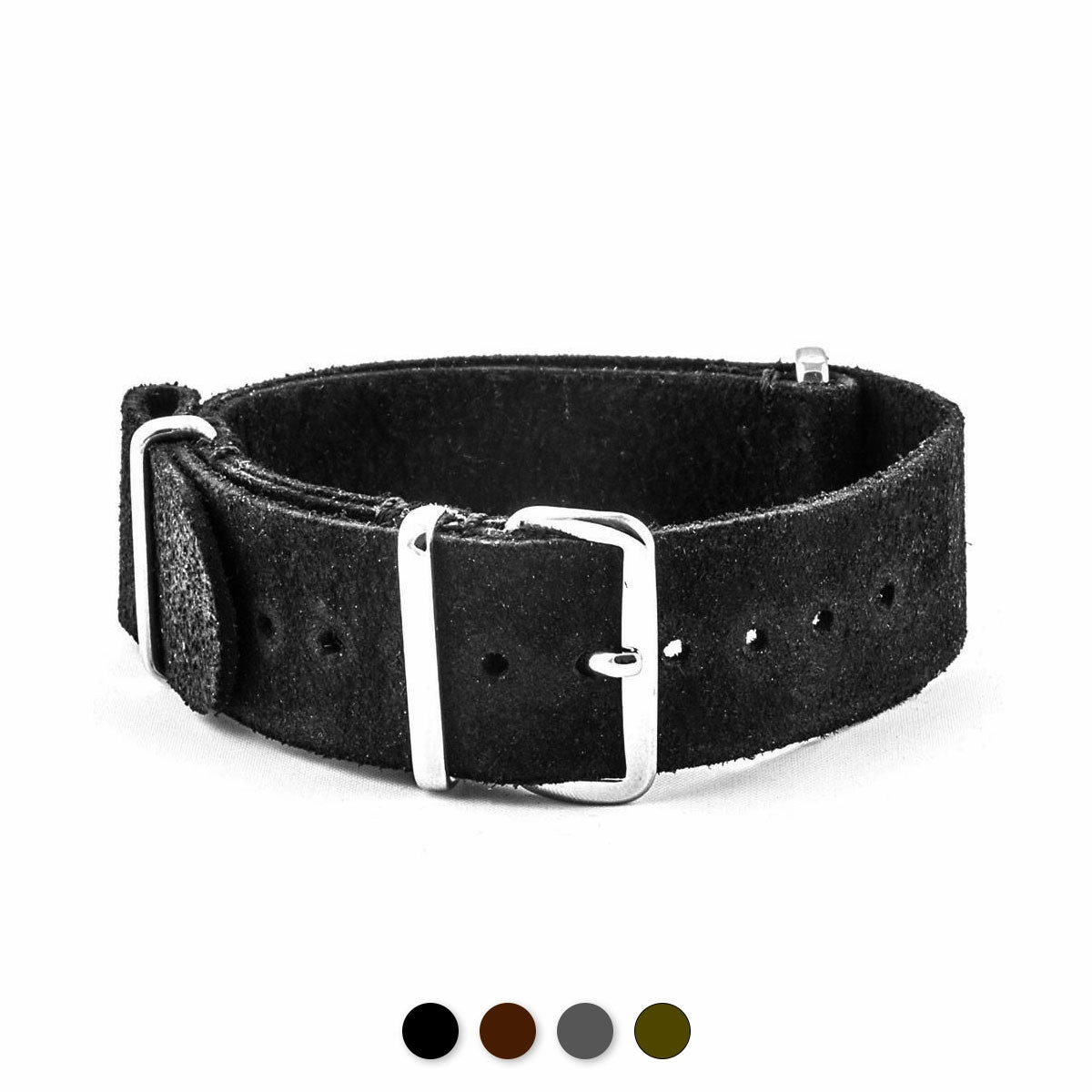 Leather nato strap - Brushed calf (black, brown, grey, kaki)