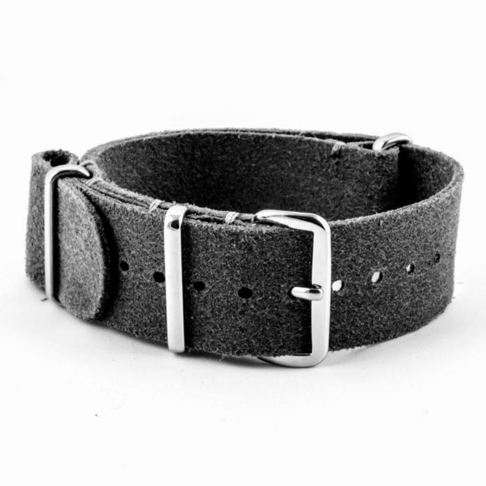 Leather nato strap - Brushed calf (black, brown, grey, kaki)