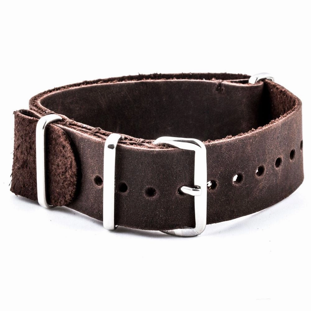 Leather nato strap - Brushed calf (black, brown, grey, kaki)