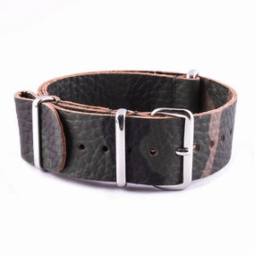 Leather Nato watch band - Camo buffalo