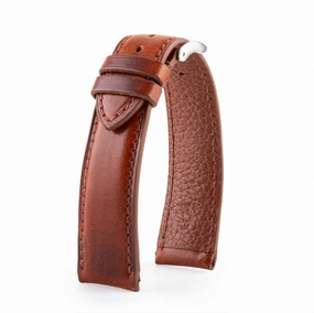 Leather watch band "Colorado" - Waxed tanning brown calf