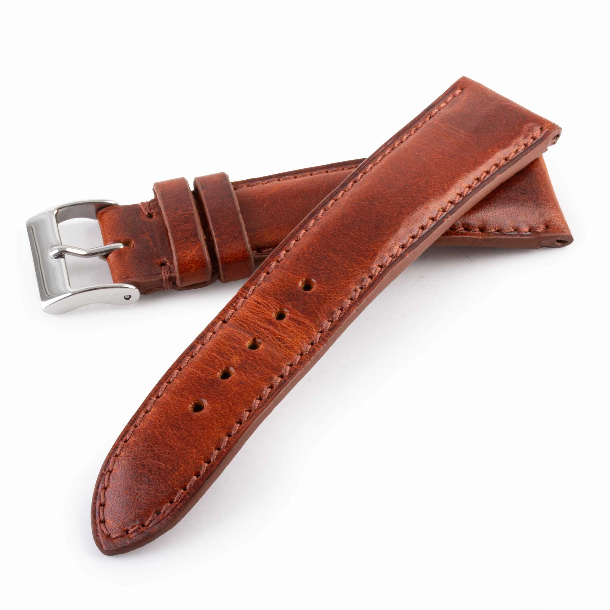 Leather watch band "Colorado" - Waxed tanning brown calf