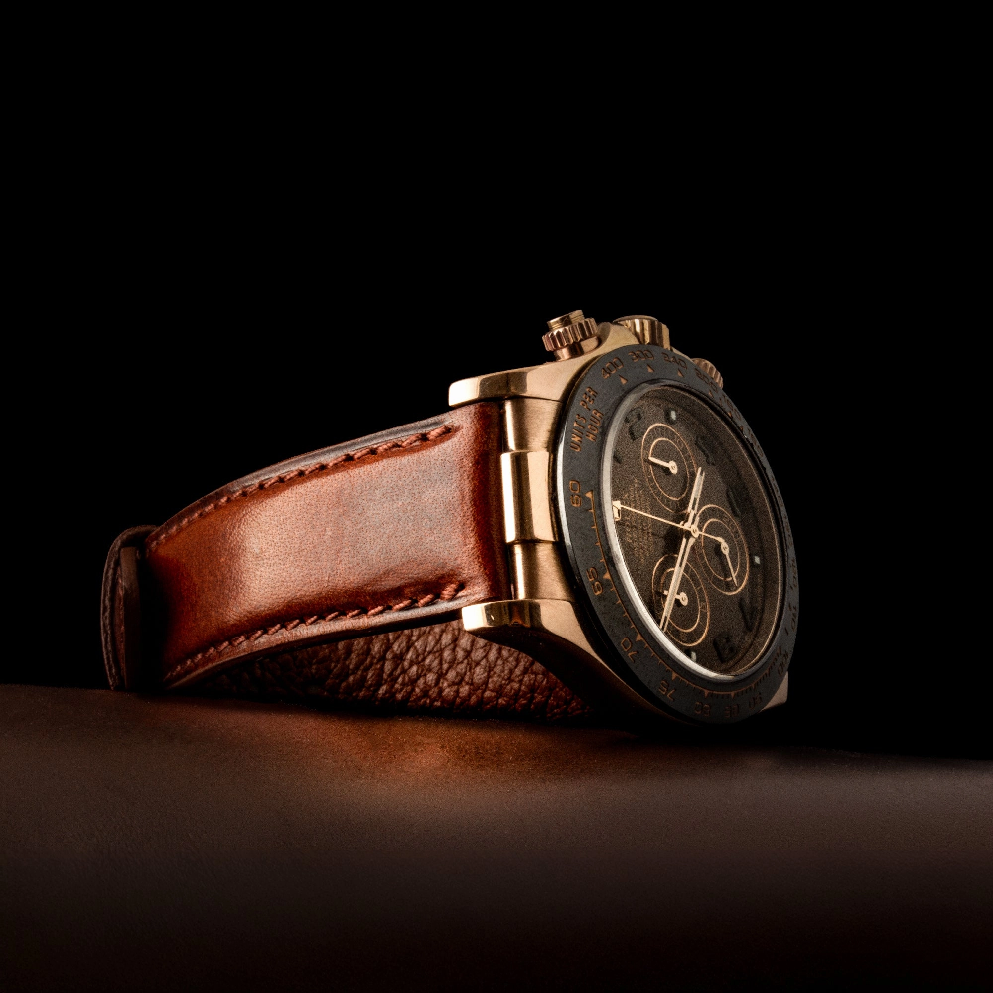 Leather watch band "Colorado" - Waxed tanning brown calf