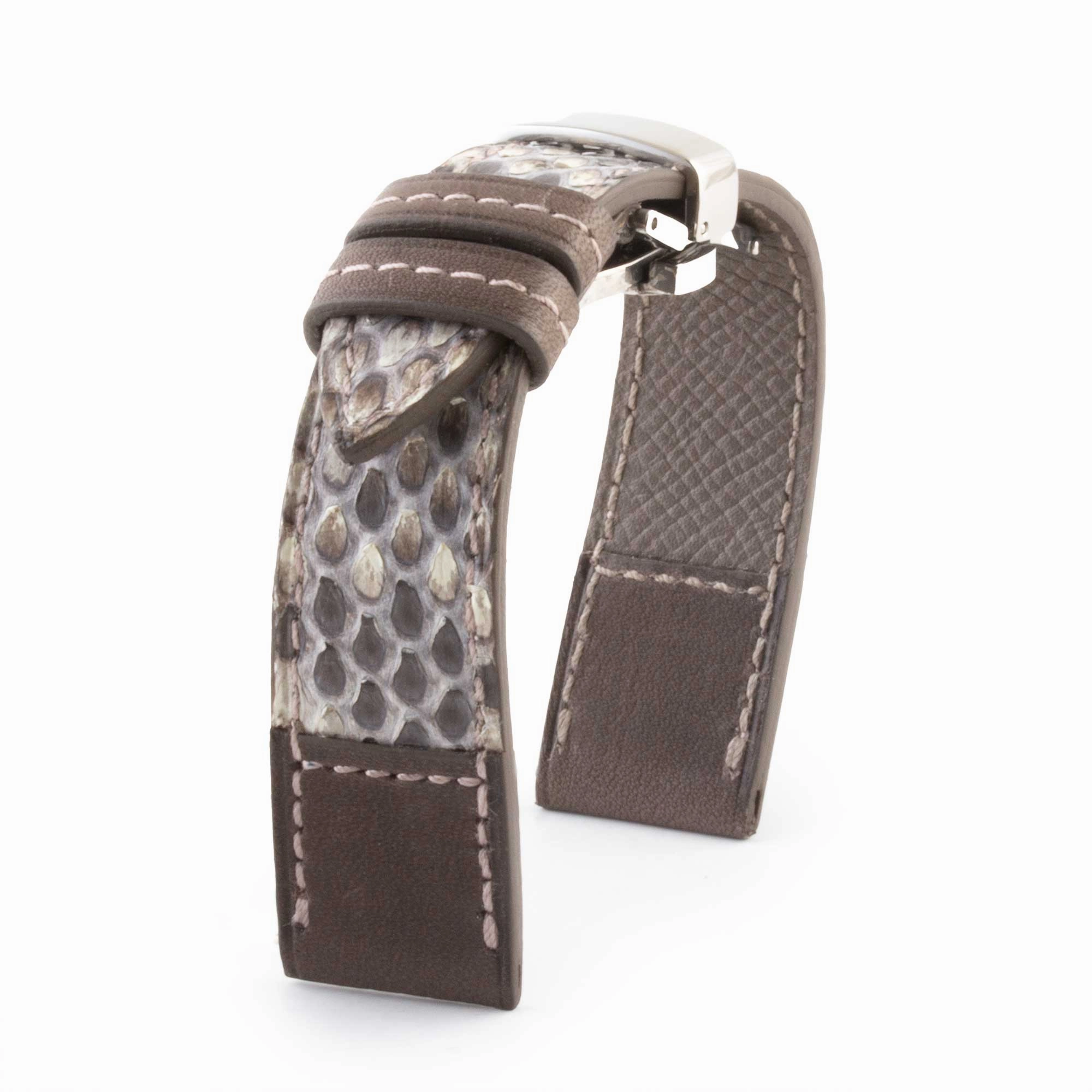 Leather watch band "Tandem" - Python / barenia calf (blue, kaki, brown...)