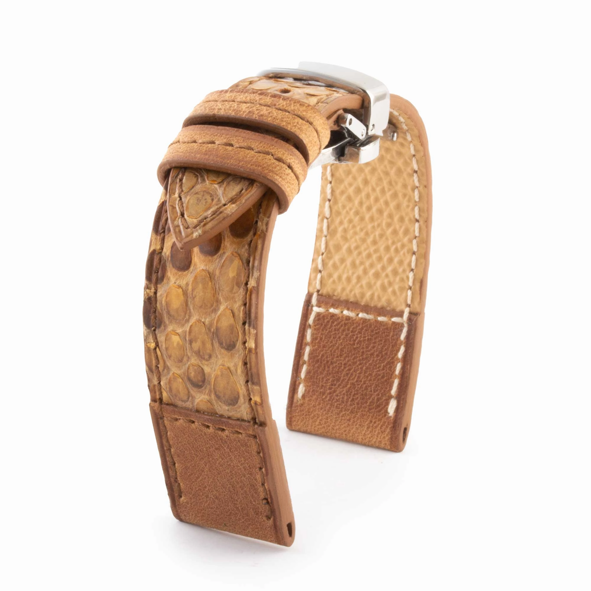 Leather watch band "Tandem" - Python / barenia calf (blue, kaki, brown...)