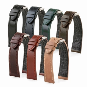 Leather watch strap - Cordovan (black, blue, green, brown, burgundy)