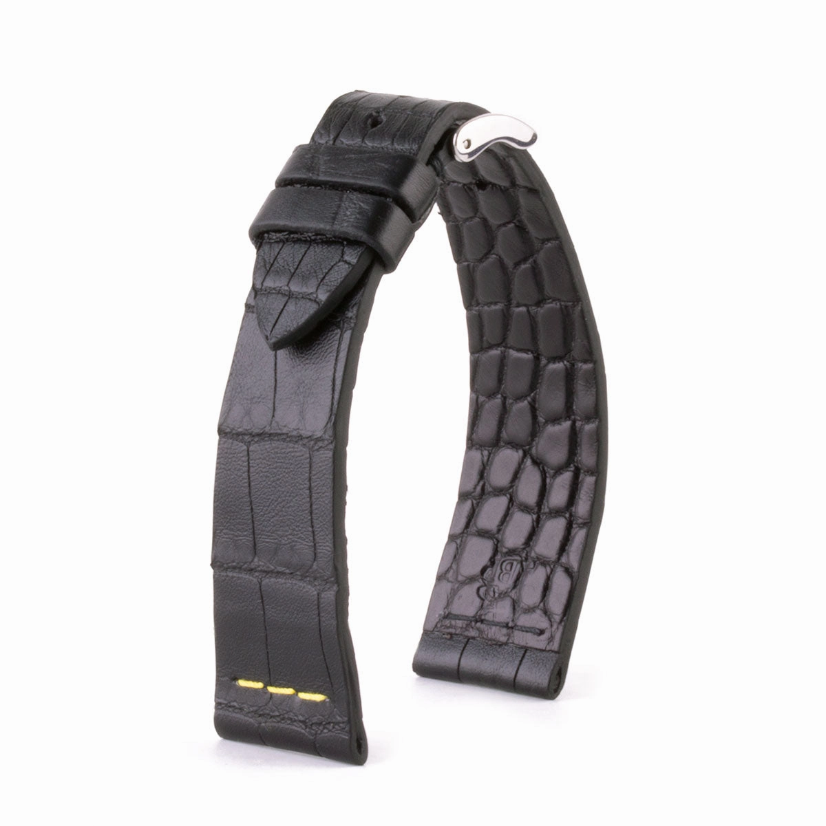 Leather watch strap - Sustainable alligator with contrasted stitching (black, blue, green, red...)