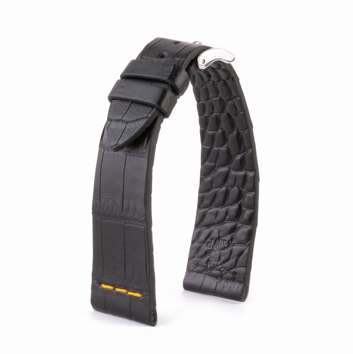 Leather watch strap - Sustainable alligator with contrasted stitching (black, blue, green, red...)