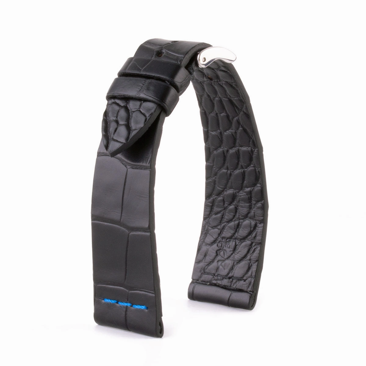 Leather watch strap - Sustainable alligator with contrasted stitching (black, blue, green, red...)