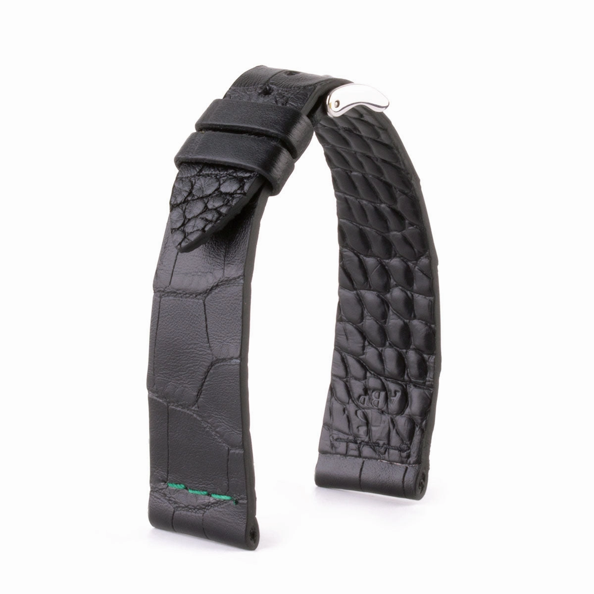 Leather watch strap - Sustainable alligator with contrasted stitching (black, blue, green, red...)