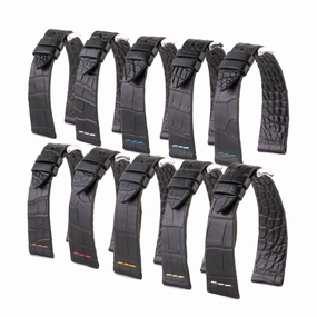 Leather watch strap - Sustainable alligator with contrasted stitching (black, blue, green, red...)