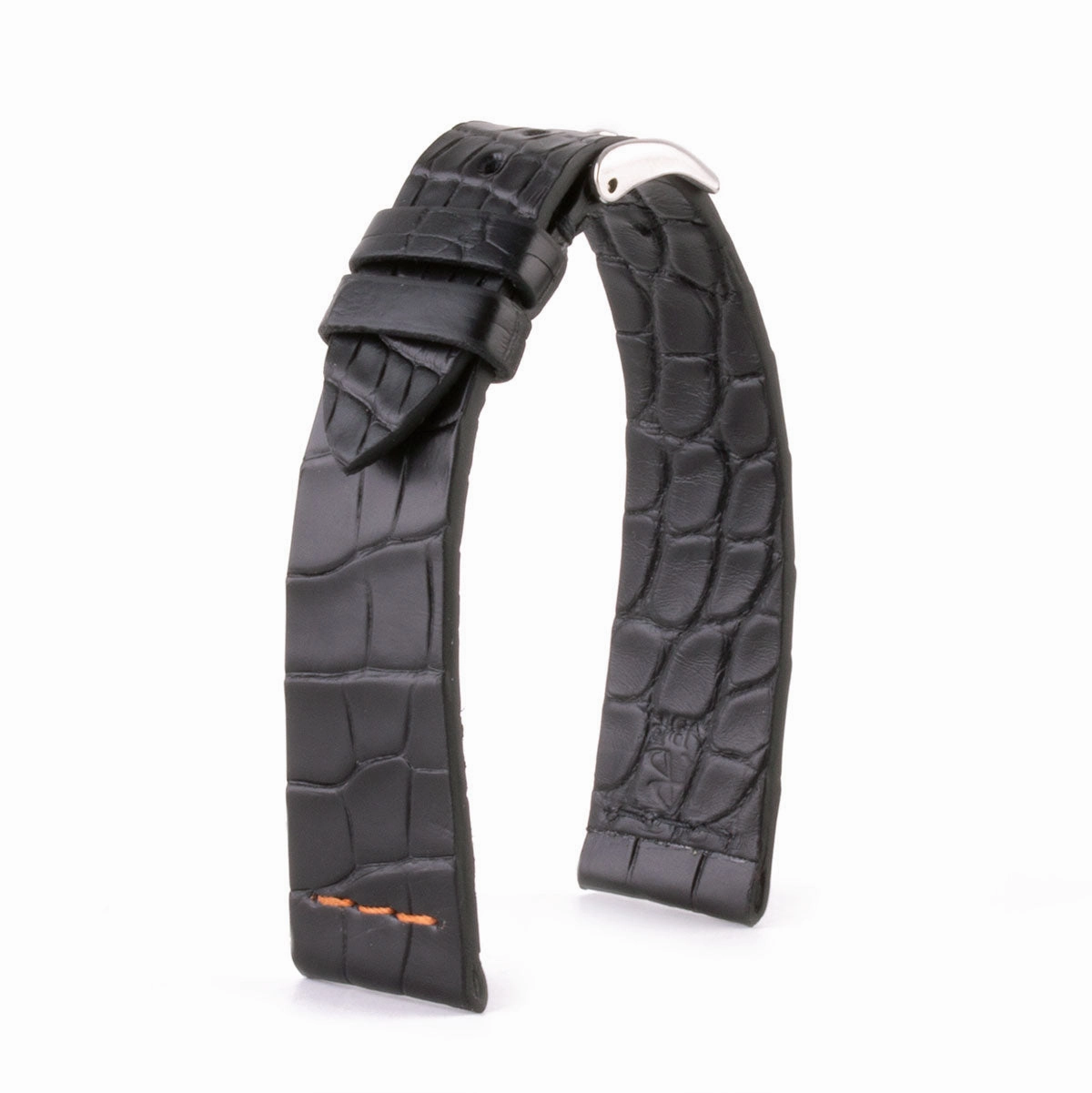 Leather watch strap - Sustainable alligator with contrasted stitching (black, blue, green, red...)