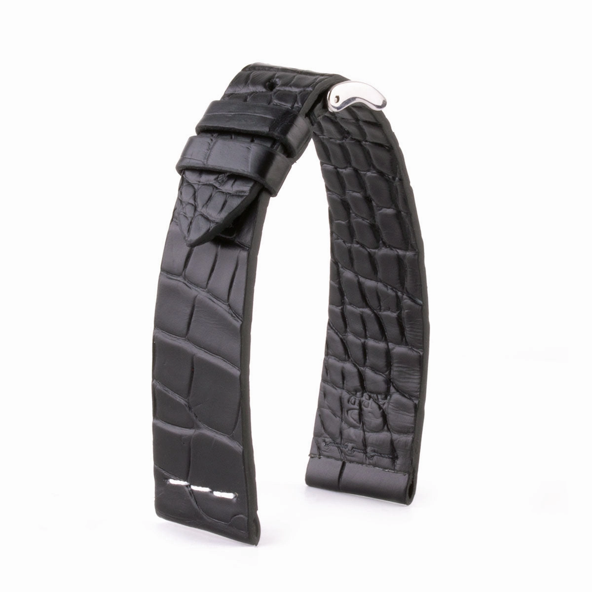 Leather watch strap - Sustainable alligator with contrasted stitching (black, blue, green, red...)