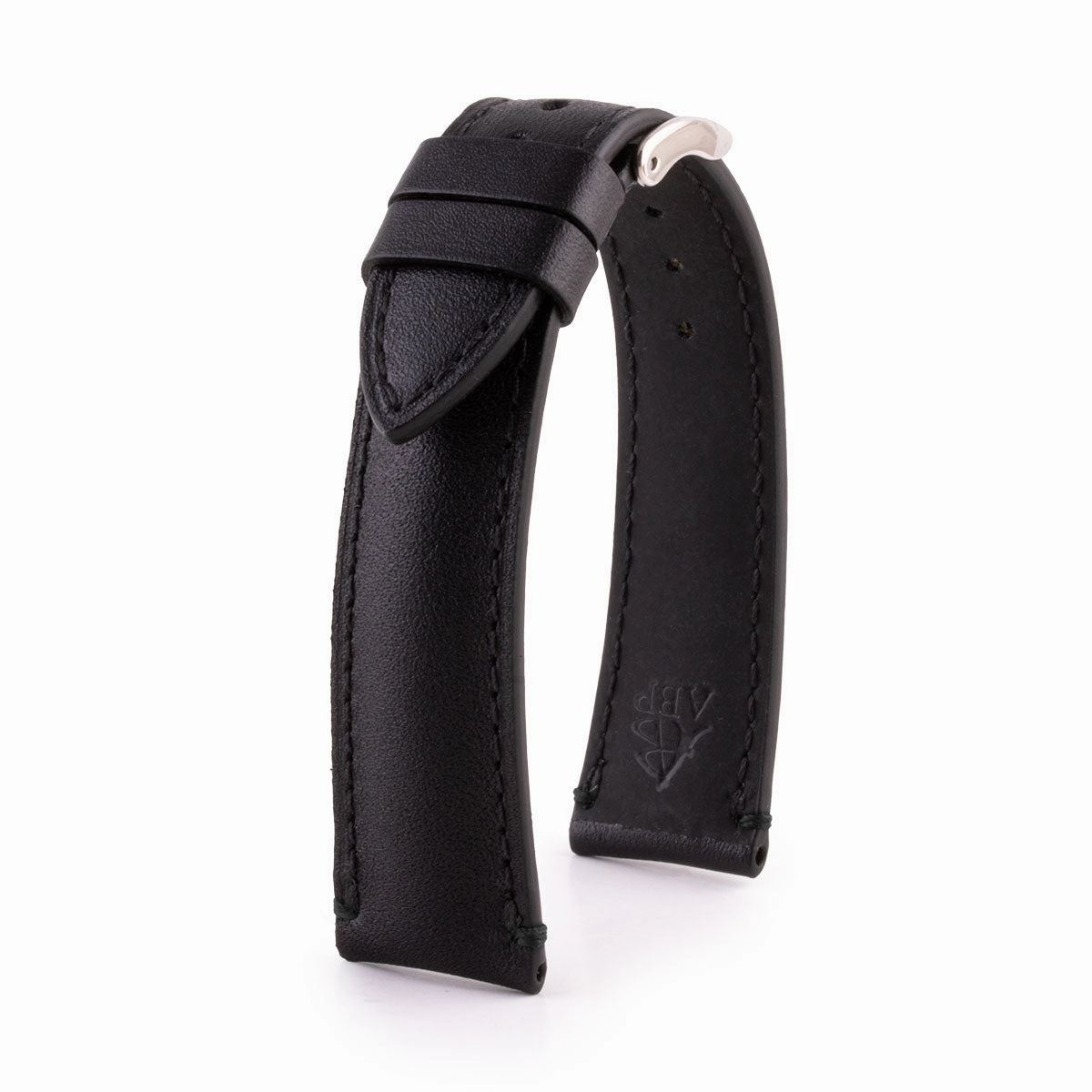 Leather watchstrap - Calf leather strap with contrasted stop points stitching (black, blue, green, red...)