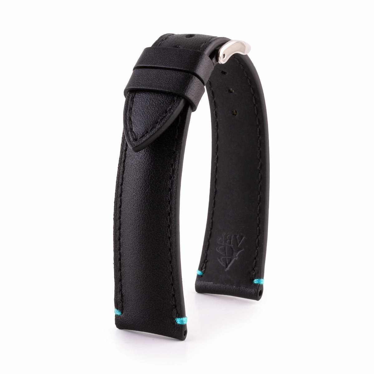Leather watchstrap - Calf leather strap with contrasted stop points stitching (black, blue, green, red...)