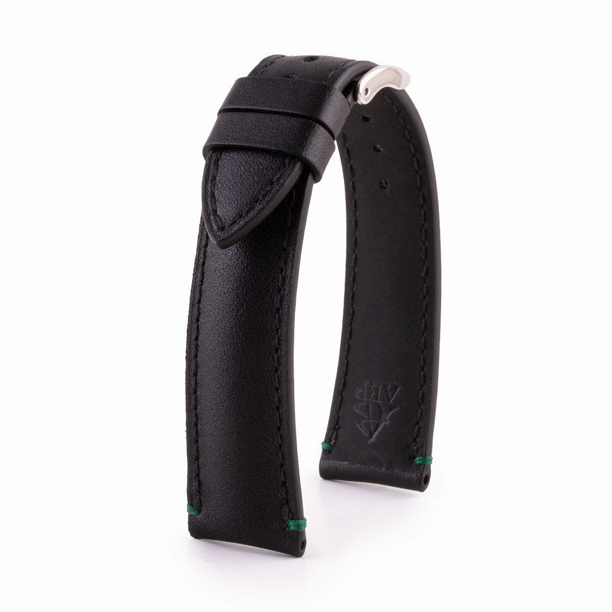 Leather watchstrap - Calf leather strap with contrasted stop points stitching (black, blue, green, red...)