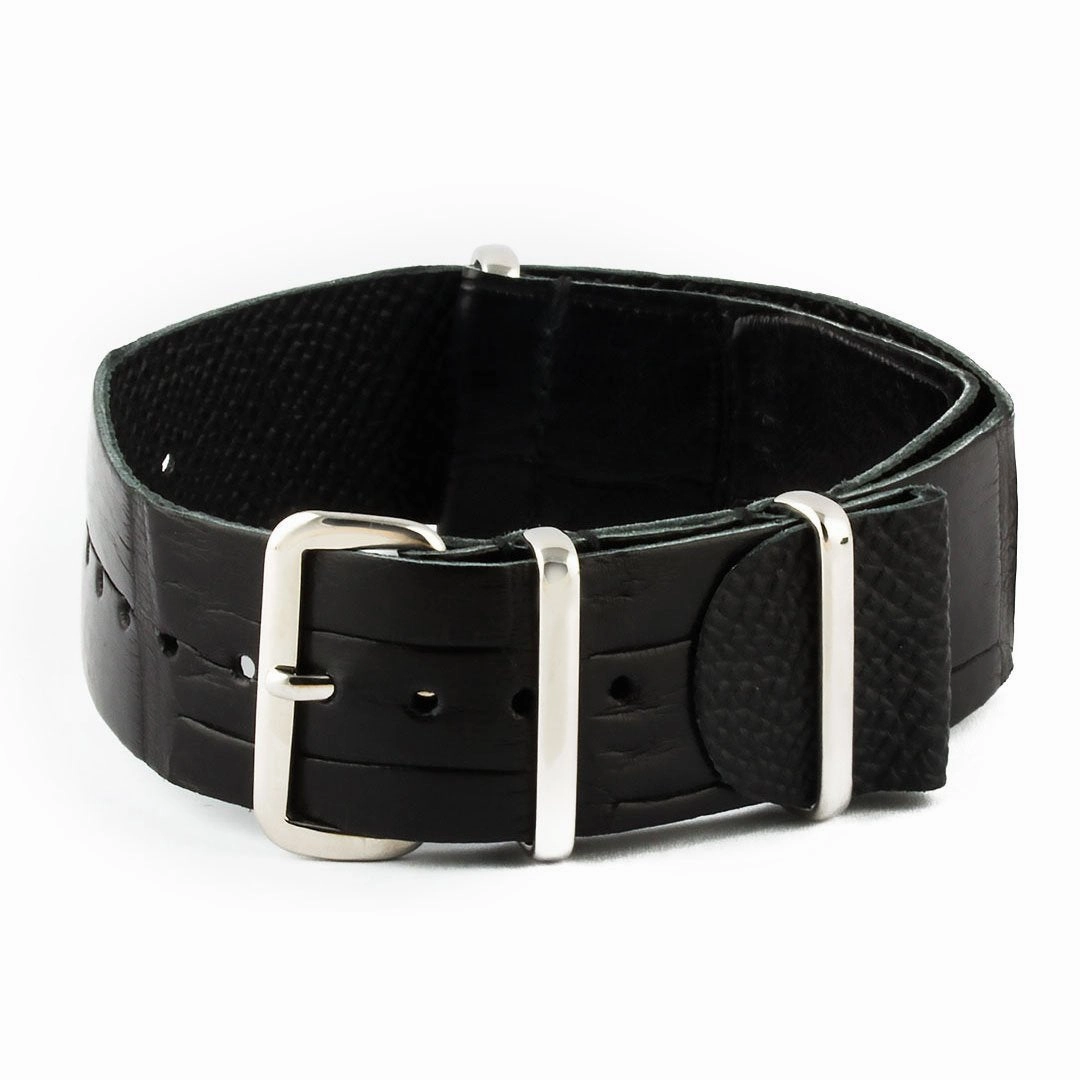 Leather Wild nato strap - Wild alligator / crocodile (black, brown, grey, blue, red, orange, green, orange, pink...)