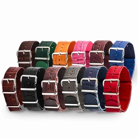 Leather Wild nato strap - Wild alligator / crocodile (black, brown, grey, blue, red, orange, green, orange, pink...)