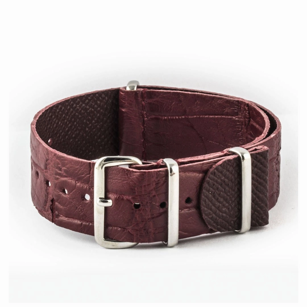 Leather Wild nato strap - Wild alligator / crocodile (black, brown, grey, blue, red, orange, green, orange, pink...)