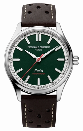 Limited Edition Frederique Constant Classics Vintage Rally Healey COSC Automatic Stainless Steel Green Dial Brown Leather Strap Mens Watch FC-301HGRS5B6