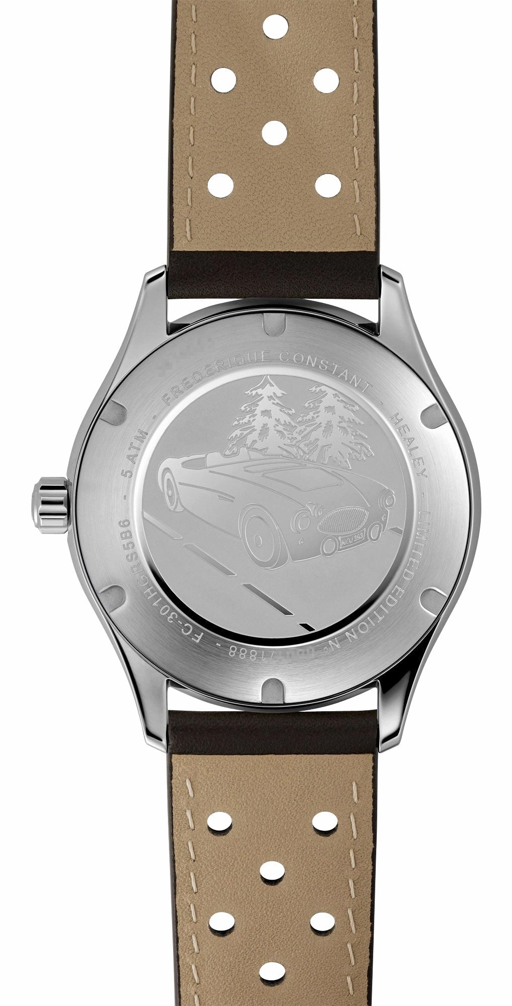 Limited Edition Frederique Constant Classics Vintage Rally Healey COSC Automatic Stainless Steel Green Dial Brown Leather Strap Mens Watch FC-301HGRS5B6