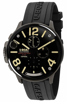 Limited Edition U-Boat Capsoil Titanio Chronograph Titanium Black Dial Black Rubber Strap Swiss Electro-mechanical Mens Watch 8897