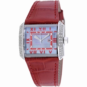 Locman Women's Watch - Classic Quartz Blue MOP Dial Red Leather Strap | 232GRAYDC/RDLE