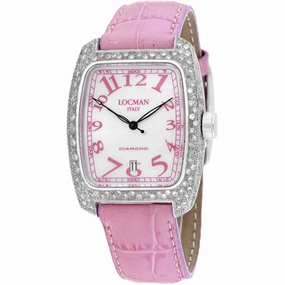 Locman Women's Watch - Diamond White MOP Dial Pink Leather Strap | 488MOPPK2DC/PK