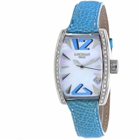 Locman Women's Watch - Panorama White Dial Blue Leather Strap Diamond | 151MOPSKD
