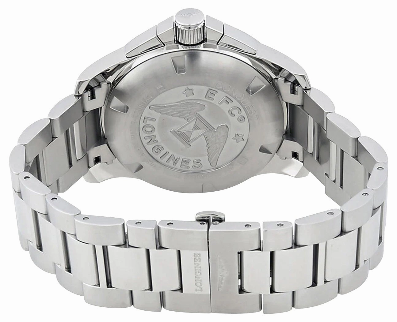 Longines Conquest Automatic Chronograph Stainless Steel Silver Dial Date Divers Mens Watch L3.801.4.76.6