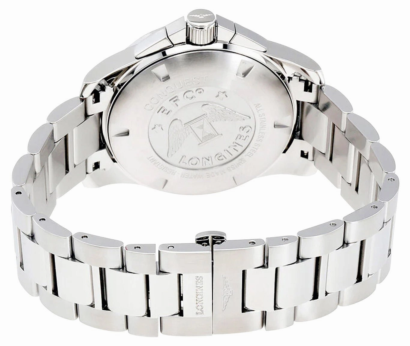 Longines Conquest Chronograph Stainless Steel Black Dial Date Divers Quartz Mens Watch L3.800.4.56.6