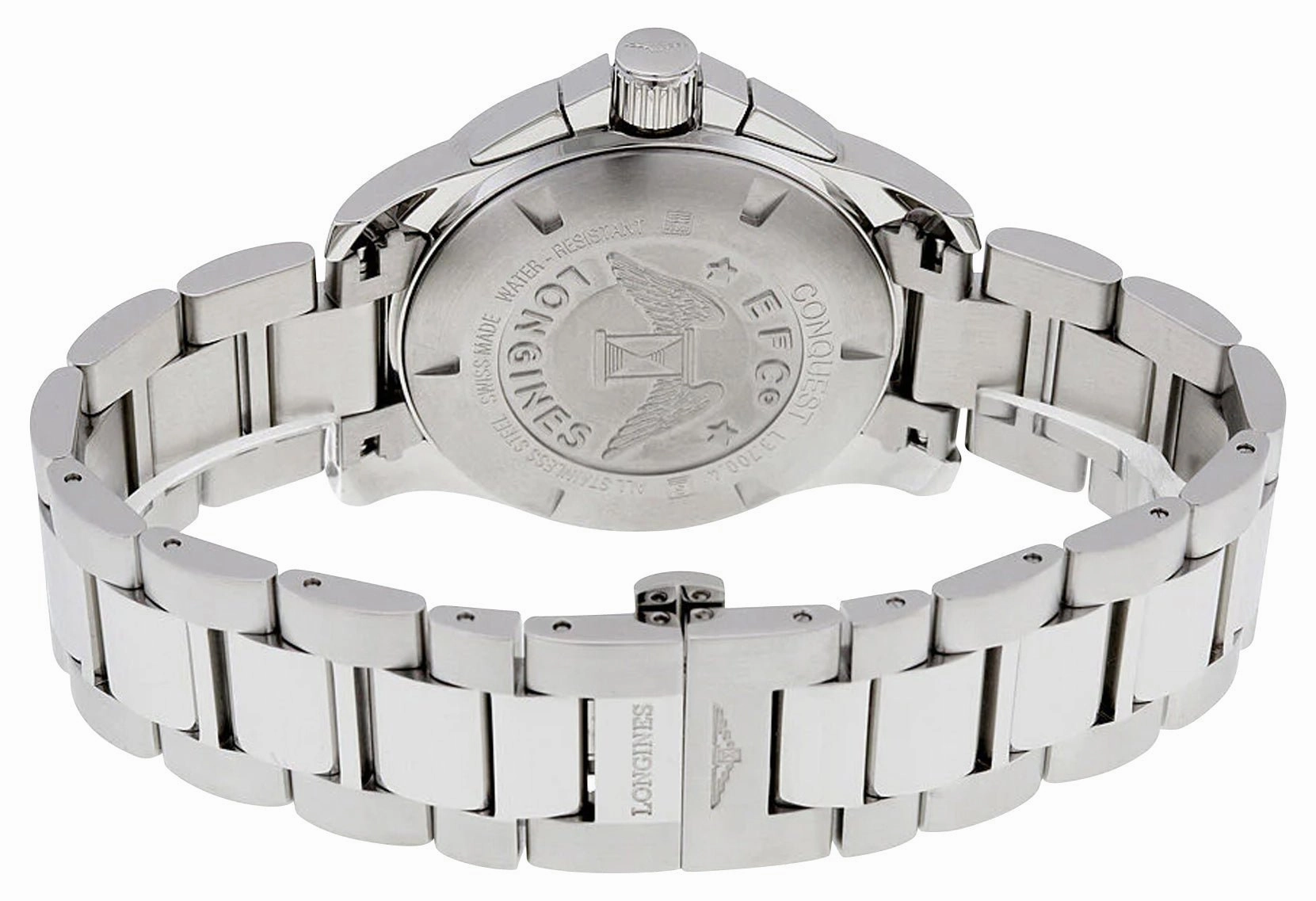 Longines Conquest Chronograph Stainless Steel Blue Dial Date Divers Quartz Mens Watch L3.700.4.96.6