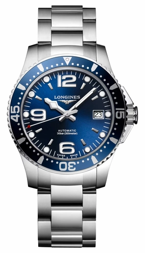 Longines HydroConquest Automatic Stainless Steel Blue Dial Date Divers Mens Watch L3.741.4.96.6