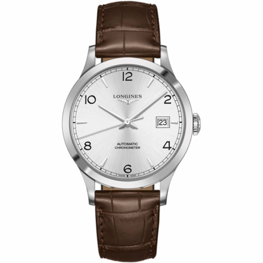 Longines Record Silver Dial Brown Leather Men's Watch L2.821.4.76.2
