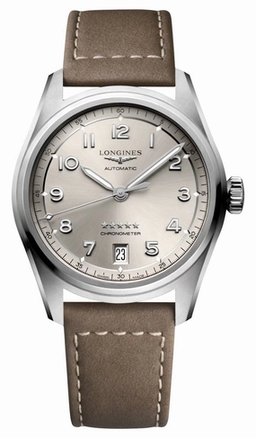 Longines Spirit Automatic COSC Stainless Steel Champagne Dial Beige Leather Strap Date Unisex Watch L3.410.4.63.2