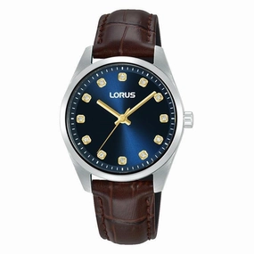 Lorus Ladies Blue Dial Brown Leather Watch