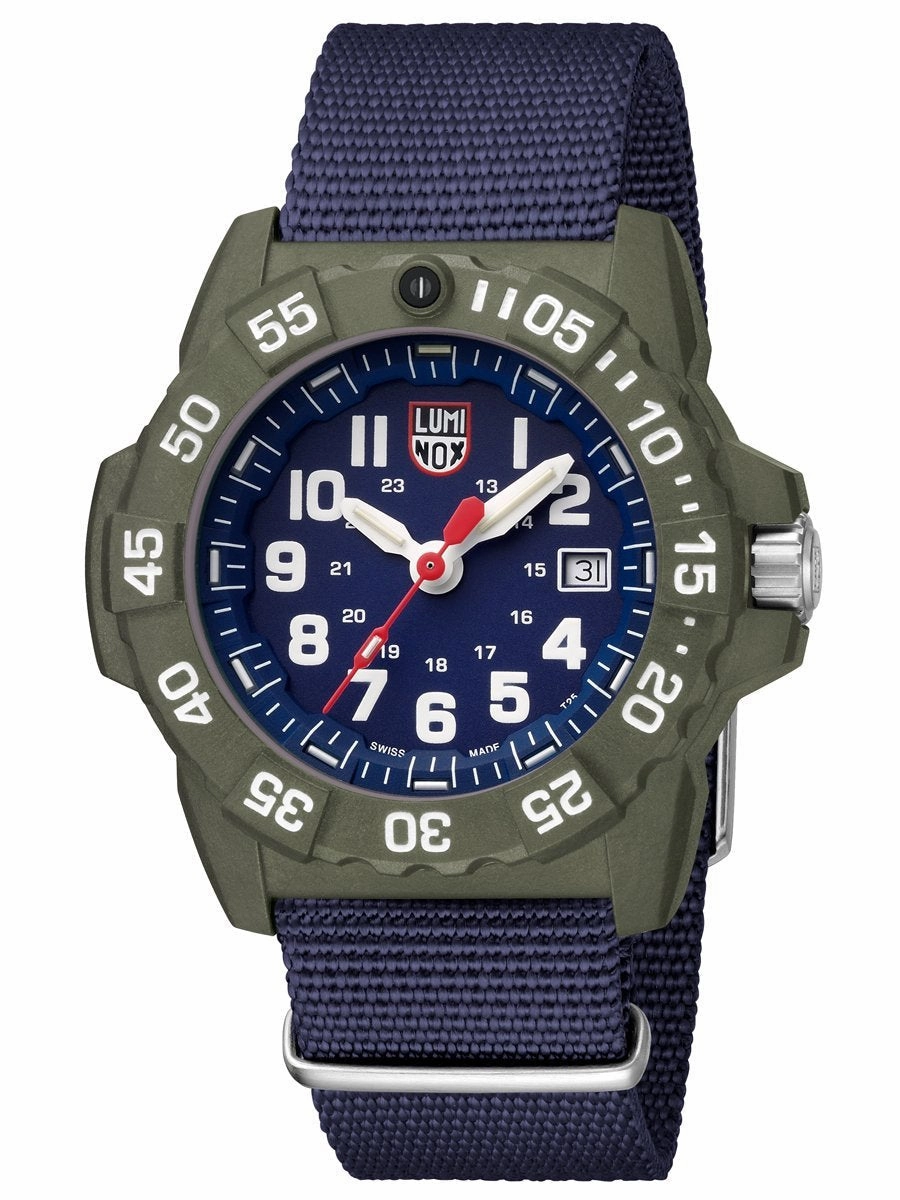 Luminox 3500 Series NAVY SEAL Green w/ Blue Nylon Mens Watch 3503.ND