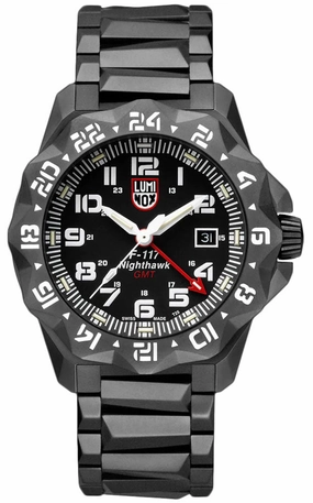 Luminox F-117 Nighthawk GMT Gunmetal PVD Black Dial Date Divers Quartz Mens Watch XA.6422