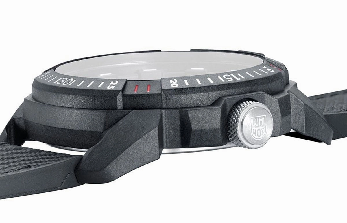 Luminox Ice-Sar Arctic CARBONOX Black Rubber & Textile Strap Black Dial Date Divers Quartz Mens Watch XL.1001