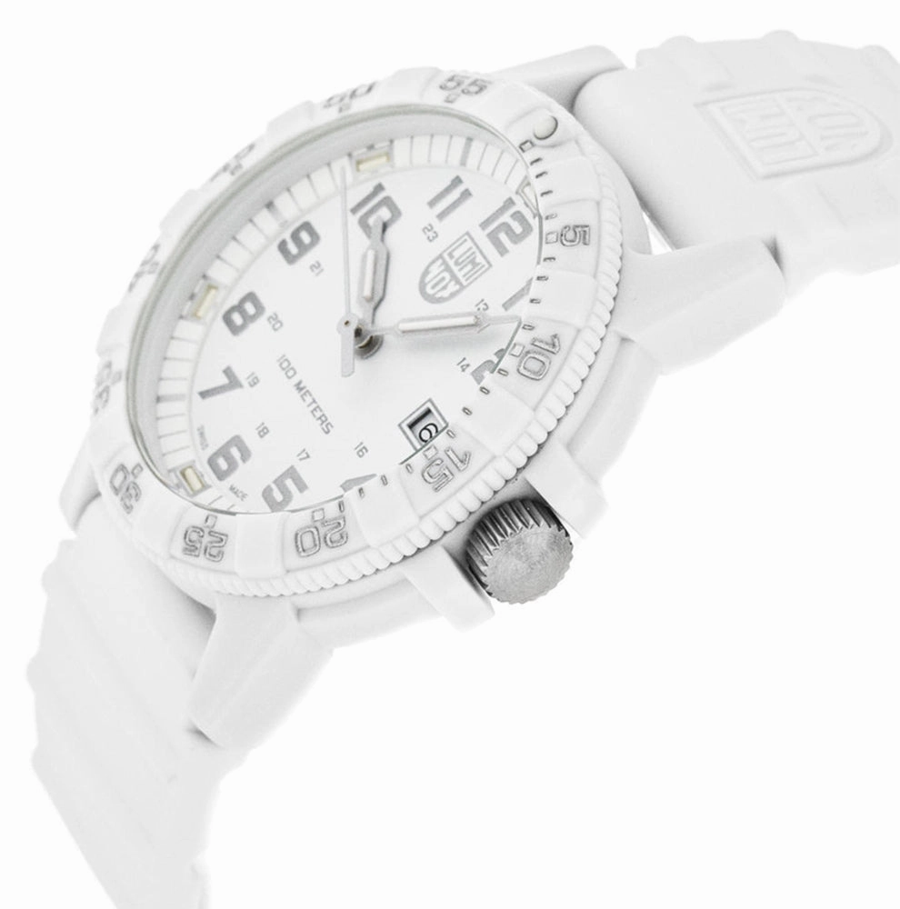 Luminox Leatherback SEA Turtle Giant White Fiberglass Compound White Dial White Rubber Strap Date Quartz Mens Watch XS.0327.WO