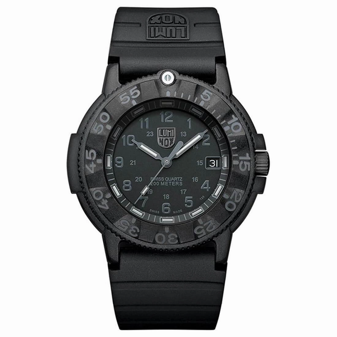 Luminox Men's Black Strap Watch - Blackout Navy Seal Black Dial Dive | 3001.BO